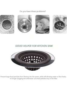 EstiloTendencia2 Coladores De Fregadero, Cestas Flexibles De Silicona Y Acero Inoxidable Para Fregadero De Cocina, Borde Ancho Grande De 4.5 Pulgadas De DiáMetro, Sin óXido, Evita Que Los Residuos De Alimentos Se Obstruyan (Negro)Calidad PremiumVersióN Mejorada - Negro - Ver 6