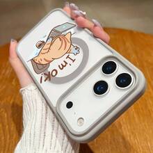 Cute Cat-Themed Work Scene Phone Case, Macaron Style, Magnetic, Drop-Proof TPU Frame, Independent Lens Frame, Built-In Magnetic Ring (MagSafe), Instantly Attaches. Compatible With IPhone 17, 16, 15, 14, 13, 12 Pro, Pro Max Plus, 17 Air, 16E. Two-In-One Design, Perfect Christmas Gift For Friends, Loved Ones, Or Yourself. - Black - View 5