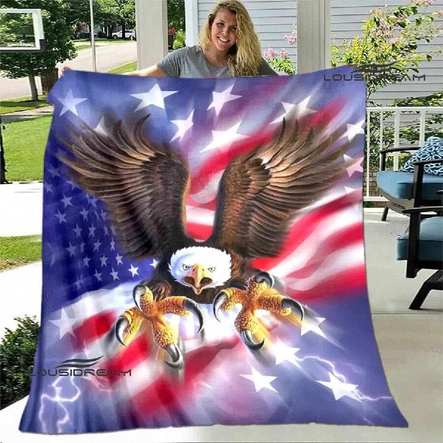 3D Eagle Printing Blanket Flannel Soft And Comfortable Blanket Blankets For Beds Picnic Blanket Warm Blanket Birthday Gift3.Jpg - White - View 1