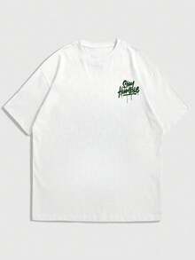 FRACTYR 男士夏季时尚简约街头英文标语印花圆领短袖T恤 | 基础款街头休闲T恤，男友/老公礼物 - 白色 - 查看 4