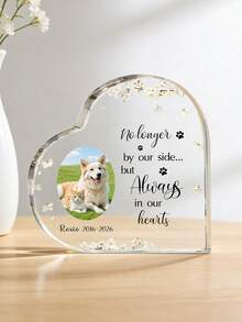 Personalized Pet Memorial Acrylic Heart-Shaped Plaque, 22 Styles Available - Curved Heart-Shaped Pet Memorial, Commemorate Beloved Dogs Or Cats, Customizable Desktop Decor, Memorialize Cherished Pets - Ideal For Pet Lovers - Pet Memorial Gift, Christmas Pet Decor, Pet Lover Gift, Customized Christmas Decoration, Christmas Gift, Personalized Gift - Multicolor - View 26