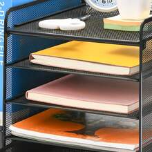 5-Tier Stationery Storage Rack - Mesh Desk Organizer With Drawers For Office