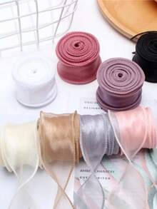 1pc 10 Meters/Roll Fishtail Yarn Ribbon Flower Packaging Material Floral Florist Wrapping Supplies Snow Yarn Ribbon Wave Band - Beige - View 6