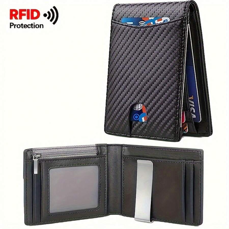 Cartera De Protección Rfid De Aluminio Para Hombre - Negro - Ver 1