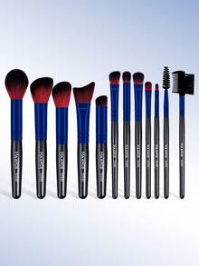 MAANGE 12件/17件专业化妆刷套装，包含12支面部化妆刷和5个化妆海绵，方便旅行携带，可用作散粉刷、腮红刷、粉底刷、修容刷、眼影刷、眉刷、眼线刷和晕染刷。化妆工具采用柔软亲肤的纤维制成，便于携带，是送给女性和女孩的理想礼物。 - 彩色 - 查看 5