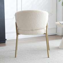 White Dining Chairs, Modern Sheepskin Suede Dining Chairs With Gold Paint (1 Chair), Dining Chairs With Gold Legs. - White - View 5