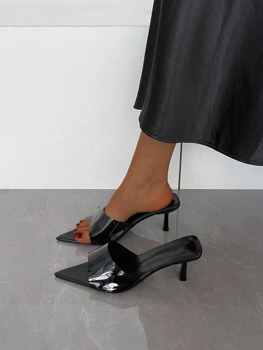 Women's New Pointed Toe Formal Commuting Stiletto High Heel Open Toe Fashion Versatile High Heel Sandals - Black - View 1
