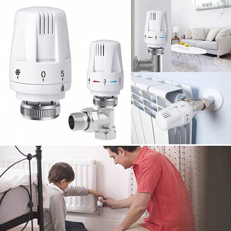 6X Thermostat Head TRV Radiator Thermostatic Heater Control Head Heating Valve - White - View 1