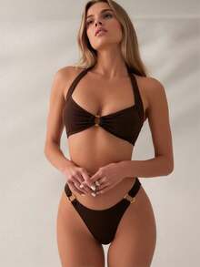 Beach & Poolside Sexy Bikini - Women's Two-Piece Vacation Swimwear For Tropical Adventures. This Swimsuit Has A Fitted Design. Due To Body Shape Differences, You May Feel Slightly Tight When Wearing It, Which Is Normal. If You Have A Fuller Figure Or Prefer A Looser Fit, We Strongly Recommend Choosing 1-2 Sizes Larger. - TD-C202471-03 - Xem 3