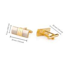 1 Pair Gold Rectangular Flat & Silver Cylindrical Alloy Cufflinks, Fashionable For Men, Party & Gathering