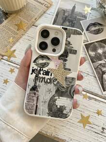 1个白色哑光质感嘴唇和女孩拼图图案个性化手机壳，适用于 16 Pro Max、17/16/15/14 Plus、13/12/11及系列 - 彩色 - 查看 3