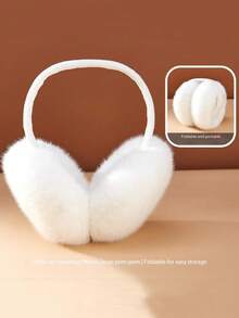 Women's Winter New Ear Muffs - White Fleece Warm Windproof Ear Covers With Warm Lining To Prevent Frostbite - Thin Rod-white - View 1