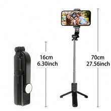 27.56inch Extendable Selfie Stick With Bluetooth Remote Control And Tripod Stand, Compatible With Various Smartphone Models - 70cm/27.56inch - View 2