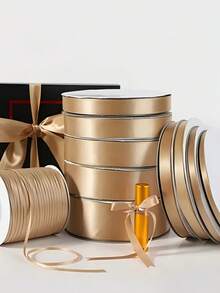 1 Roll, Champagne Gold Packaging Ribbon Bow, Colorful Ribbon, Polyester Satin Ribbon, Gift Box Ribbon, Jacquard Ribbon, Suitable For Back To School, Valentine's Day - Champagne - View 6