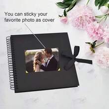 60 páginas Álbum de recortes DIY - Cuaderno de papel kraft hecho a mano, adecuado para bodas, aniversarios, graduaciones y un regalo perfecto para el Día de San Valentín, el Día de la Madre, Pascua, Acción de Gracias y cumpleaños - Libro de recuerdos con cubierta de cuero sintético rectangular, pegatinas para scrapbooking, manualidades DIY, preservación de recuerdos | Cubierta negra de moda | Estructura de papel, regalo significativo, regalo personalizado, perfecto para amigos, parejas y familia - Multicolor - Ver 3