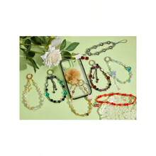 串珠手机手链挂绳，手机蝴蝶结吊坠腕带挂绳，可爱风，相机包配件，兼容安卓及大多数智能手机，送给母亲、家人、朋友、孩子、生日、节日的礼物 - 綠色 - 查看 9