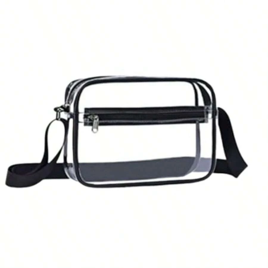 WEWI Bolsa transparente para eventos de estadio bolsa cruzada transparente aprobada por el estadio correa de hombro ajustable para fanáticos y viajeros de deportes para hombres y mujeres - como en la foto - Ver 1