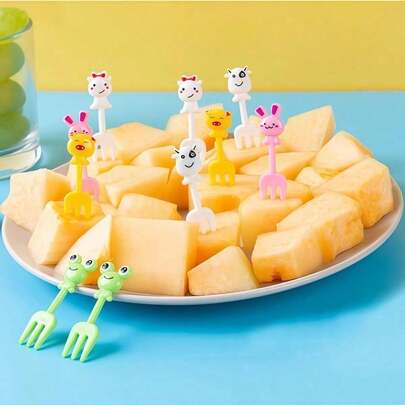 10pcs  Disposable Fruit Forks, Creative Christmas Style Forks, Santa Dessert Forks, Home Kitchen Restaurant Picnic Camping Party Small Plastic Forks, Party Supplies, Bento Accessories, Cutlery Supplies,Random Style