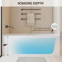 60" X 32" Acrylic Drop-In Bathtub, Glossy White Soaking Tub With Storage Ledge, Right Drain & Integral Flange - Right Drain - View 4