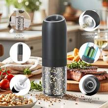 1pc Electric Salt And Pepper Grinder, Gravity Sensing Automatic Salt And Pepper Mill, Battery Operated (Batteries Not Included), Visible Capacity Container, Suitable For Outdoor BBQ, Home Kitchen, Restaurant, Party - Multicolor - View 6