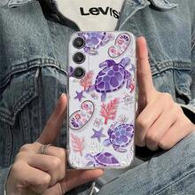 Funda de Teléfono Transparente Suave con Patrón de Tortuga Oceánica para Samsung Galaxy S25/S24/S23/S22/S21 Ultra, Plus, FE y A10/A12/A13/A14/A15/A16/A20/A22/A23/A24/A25/A30/A33/A34/A35/A52/A53/A50/A54/A72/A73/M10S - Multicolor - Ver 5