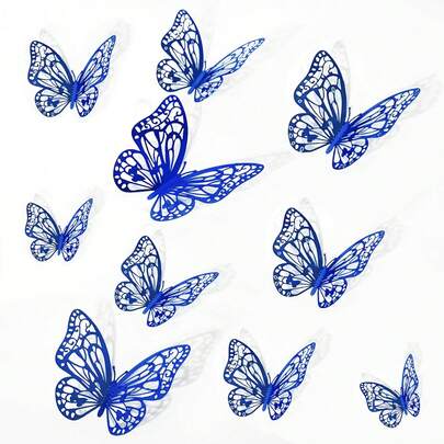 12pcs/Set 3D Hollow Butterfly Wall Stickers, Cake Decor, Wedding Decor, Living Room Home Decor