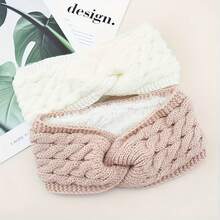 Women's Winter Warm Ear Muffs Headband, Thickened Inner Elastic Hairband, Soft Fleece Texture - Multiple Colors Available Black/White/Pink/Grey Suitable For Cold Weather, Perfect Gift For Daily And Formal Occasions - Elegant Knot Design, Festive Headwear, Warm Windproof Ear Covers - 粉紅色 - 查看 5