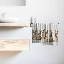 Black White Polka Dot Towels Set Of 2, Boho Polka Dot Hand Towels For Bathroom 14"X28" Vintage Doodle Towels Soft Absorbent Bathroom Hand Towel For Face, Gym, Spa, Kitchen - 復活節兔子條紋 - 查看 6