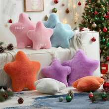 YRXRUS Star Pillows, Light Gray Star Shaped Pillow, Decorative Throw Pillow Gifts, Cute Plush Room Decor, Fluffy Faux Rabbit Fur 18"X18" Pillows For Living Bedroom - ColorC - 查看 6