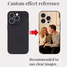 1pc Customizable Black Liquid Phone Case For Couple/Family Photo, Shock-Resistant, Compatible With IPhone 17, 16, 15, 14, 13 And 12 Pro Max Plus, 17Plus, 17Pro, 17ProMax, 17 Air, Suitable As Christmas, Halloween, Anniversary, Valentine's Day, Birthday, Wedding Gift - Black - View 4