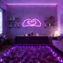 LED心形霓虹灯墙饰，电池/USB供电浪漫仙境灯，适用于家居、情人节、节日、派对、婚礼、卧室、客厅装饰 - 愛心手勢霓虹燈 - 查看 5