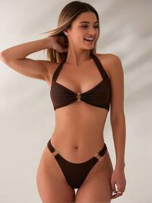 Beach & Poolside Sexy Bikini - Women's Two-Piece Vacation Swimwear For Tropical Adventures. This Swimsuit Has A Fitted Design. Due To Body Shape Differences, You May Feel Slightly Tight When Wearing It, Which Is Normal. If You Have A Fuller Figure Or Prefer A Looser Fit, We Strongly Recommend Choosing 1-2 Sizes Larger. - TD-C202471-03 - Xem 4