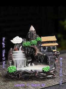 1pc Resin Crafted Backflow Incense Burner, Waterfall Incense Holder, Home Decor, Aromatherapy Decoration, Incense Burner With Backflow Cone - Multicolor - View 9