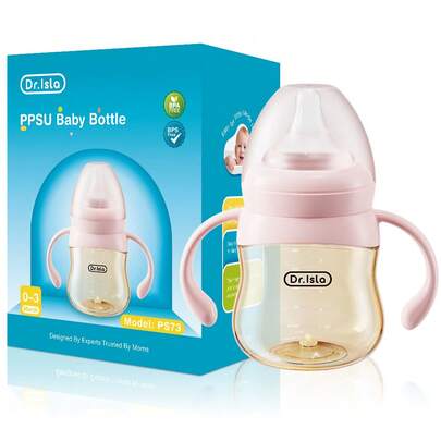 1pc 160ml/240ml/300ml PPSU Baby Bottle, Pink/Blue, Suitable For Newborns