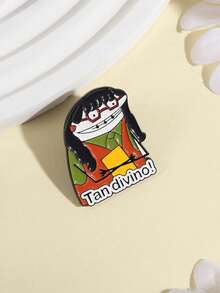 1 pieza "¡Tan divino!" Broche de esmalte con diseño de dibujo animado divertido, accesorio de insignia de personaje divertido, regalo de joyería para amigos - Multicolor - Ver 8