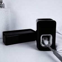 5 Slots Wall Mount Toothbrush Holder With Cover Self Adhesive Toothbrush Storage Organizer For Shower Toothbrush Hanger With Automatic Toothpaste Squeezer Dispenser - Black Combination - 查看 6