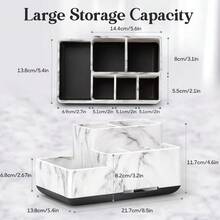 Toothbrush Holder,Bathroom Organizer Countertop, 5 Compartments Multifunctional Storage For Cosmetic, Makeup, Office Stationery Pencil,Toothpaste, Toothbrush,Ideal Gift For Home, Office - 白色大理石 - 查看 6