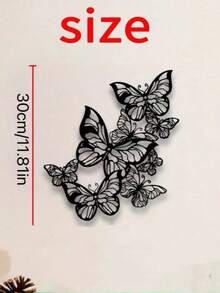 Butterfly Metal Wall Art - Elegant Black And White Iron Sculpture, Delicate Leaf Design, Suitable For Indoor/Outdoor Home Decor, Applicable To Living Room, Kitchen, Garden, Office Wall Hanging Decoration, Butterfly Decor - Black - View 14
