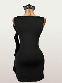Sexy Summer Outfits For Women Asymmetrical Shoulder Dress Outfits Prom Dresses For Women - Black - View 5