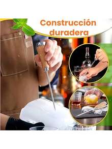 EstiloPicahielos Profesional, 21.5Cm Acero Inox 304, Mango Madera Antideslizante Para Bar, Cocina, Restaurante, Hielo, Bebidas, Exterior, AcamparVersióN Mejorada - 1 - Ver 5