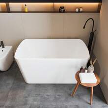 Compact Freestanding Bathtub 49 Inch Acrylic Soaking Tub For Small Bathrooms, Deep Relaxing Home Spa Bath For Apartments, Adults And Seniors, White - White - View 4