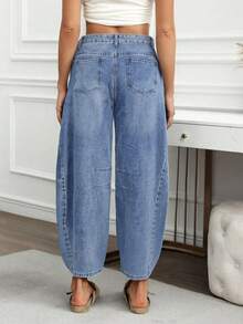 GILIPUR Loose Crescent Low-Waist Blue Y2K Women's Pants, Elegant Casual, European And American Street Style - Blue - View 3