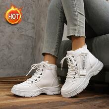 Autumn/Winter Fashionable Comfortable Versatile Women's Lace-Up Short Boots, Comfortable Platform Thick Sole Women's Snow Boots, Plus Size Outdoor Sports Warm Women Boots