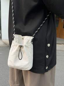 Men's Mini Messenger Bag, Shoulder Bag, Crossbody Bag, Wallet Phone Bag - White - View 3