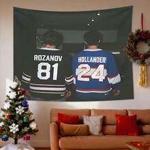 One-Piece Heated Rivalry Tapestry - ROZANOV 81 And HOLLANDER 24 - High - Quality Printed Wall Art, Perfect Gift For Friends & Family, Ideal For Living Rooms, Bedrooms, Offices, Dorms, Birthdays & Home Decor, Polyester Machine Washable, Dynamic Sports Fan Gift - Nhiều màu - Xem 2