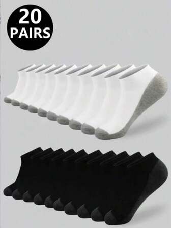 5/10 par herrsockor i svart och vitt för utomhussport, vår/sommar