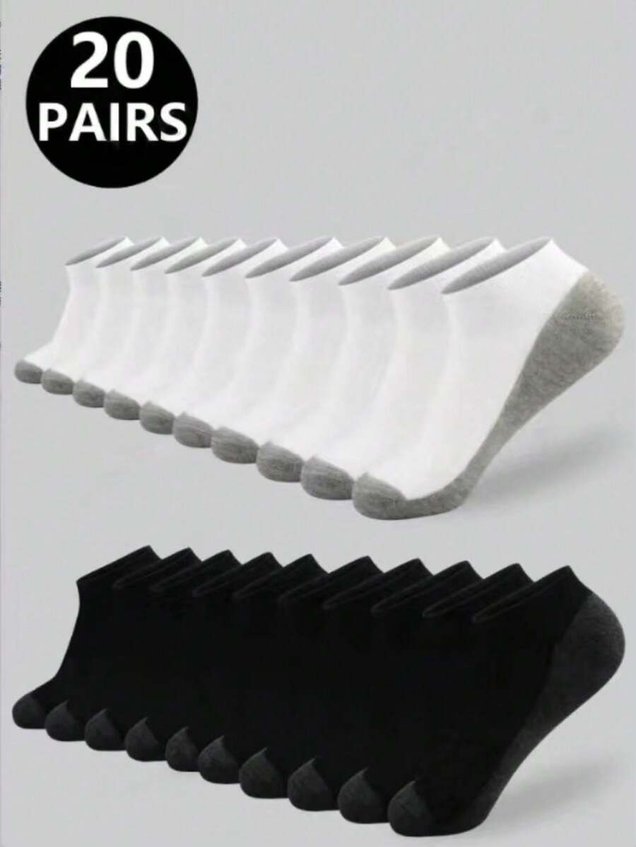 5/10双装 男士黑白户外运动短袜，春夏款