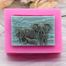 1pc Elephant Pattern Rectangular Craft Soap Silicone Mold - Pink - View 2