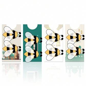 4 piezas Decoraciones del Festival de la Luna, Estrellas de papel, Castillos del festival, Sobres rojos, Suministros para fiestas para el Ramadán.