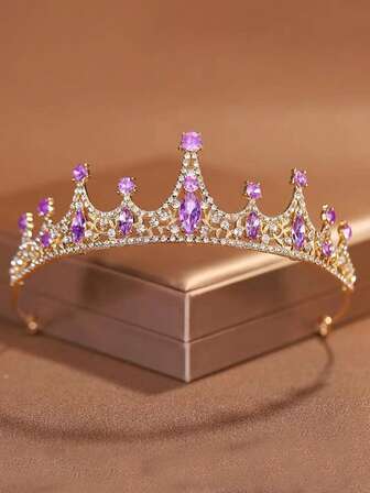 1 pieza Corona y tocado de reina, corona de princesa, adecuado para mujeres y niñas, tocado de cristal, adecuado para que las novias y princesas lo usen en fiestas de boda